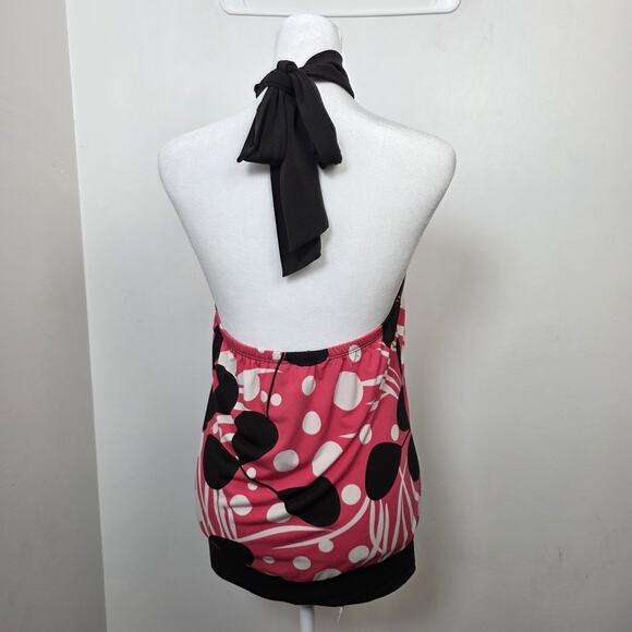 Speechless Pink Cream Brown Y2K Halter Neck Tie Cute Girly Tank Blouse Size S - Picture 3 of 5